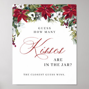 Elegantes Red Poinsettia Weihnachtsfest Brautparty Poster