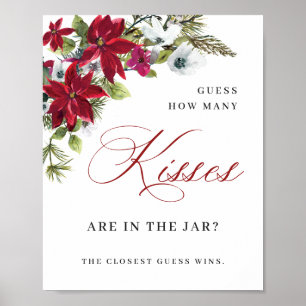 Elegantes Red Poinsettia Weihnachtsfest Brautparty Poster