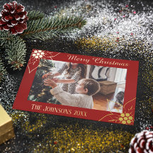 Elegantes Red Poinsettia Weihnachtsfest Foto