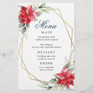 Elegantes Red Poinsettia Winter Wedding Dinner Men