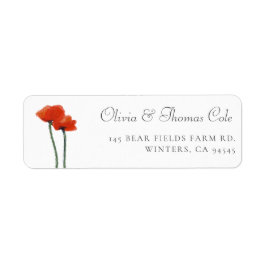 Elegantes Red Poppy Watercolor Rückgabeadresse-Lab