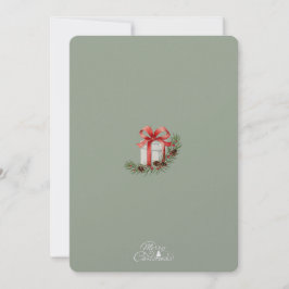 Elegantes Red Ribbon Gift & Pine Holiday Design Dankeskarte