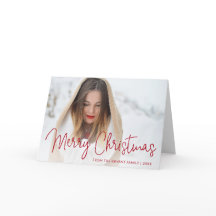 Elegantes Red Script Foto Frohe Weihnachten