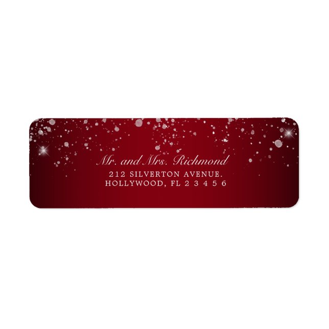 Elegantes Red Silver Glitzer Label (Vorne)