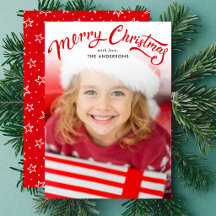 Elegantes Red Simple Frohe Weihnachts-Foto