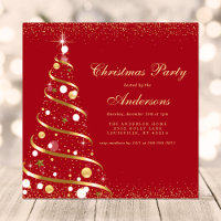 Elegantes Red Sparkle Christmas Tree Party