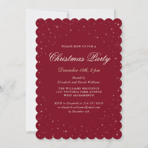 Elegantes Red Starry Christmas Party Einladung