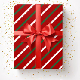 Elegantes Red Stripes Muster Weihnachten Geschenkpapier
