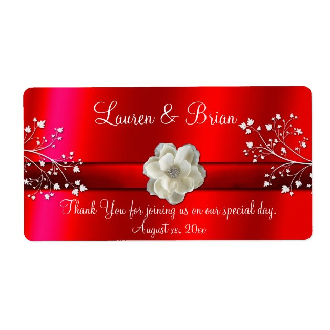 Elegantes Red Wedding/16 . Geburtstag Label (Vorne)