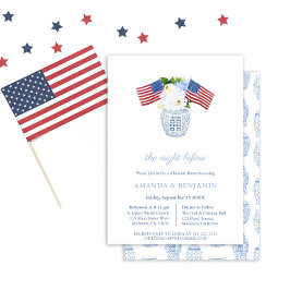 Elegantes Red White Blue Hochzeit Probe Dinner Einladung