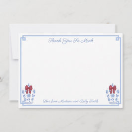 Elegantes Red White Blue Weihnachts-Brautparty Dankeskarte