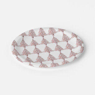 Elegantes Red White Christmas Tree Muster Pappteller