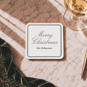 Elegantes redaktionelles Frohe Weihnachten Rechteckiger Pappuntersetzer