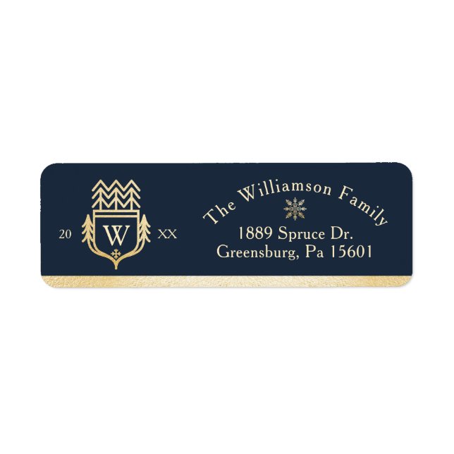 Elegantes & Regal Familienwappen Gold & Navy Schne (Vorne)