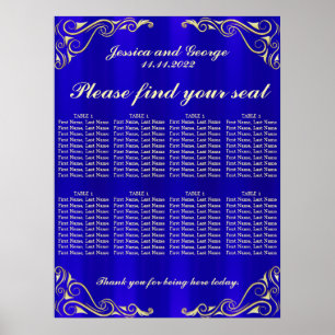 Elegantes Regal Golden Typografy Seating Chart Poster