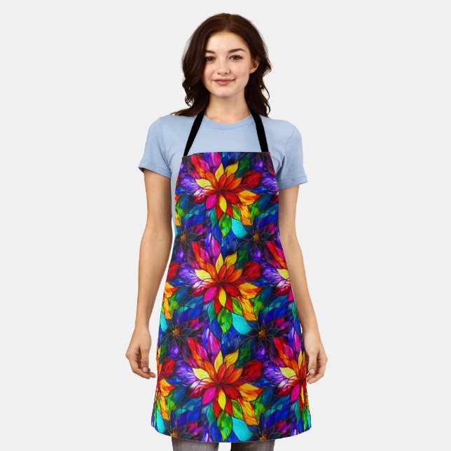 Elegantes Regenbogen-Buntglas-Muster Schürze (Getragen)