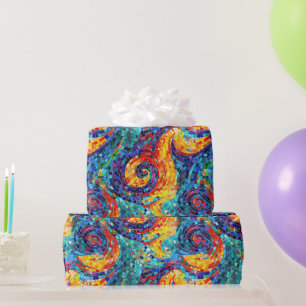 Elegantes Regenbogen-Juwel-Ton-Mosaikglas-Muster Geschenkpapier