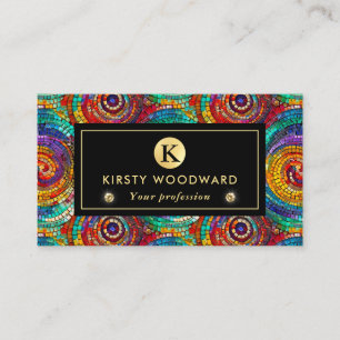 Elegantes Regenbogen-Juwel-Ton-Mosaikglas-Muster Visitenkarte