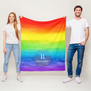 Elegantes Regenbogen Wasserfarbe Benutzerdefiniert Fleecedecke