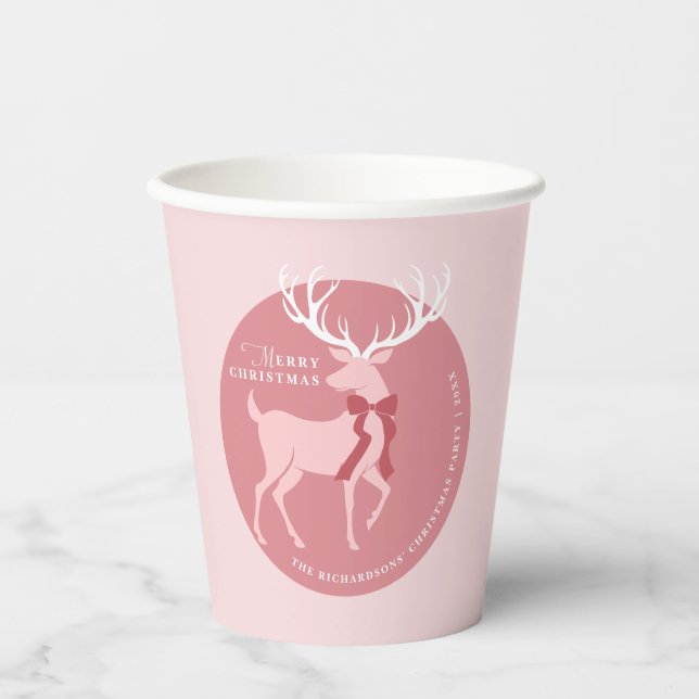 Elegantes Reindeer Personalisiertes Weihnachtsfest Pappbecher (Vorderseite)