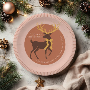 Elegantes Reindeer Personalisiertes Weihnachtsfest Pappteller