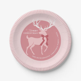 Elegantes Reindeer Personalisiertes Weihnachtsfest Pappteller