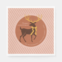 Elegantes Reindeer Personalisiertes Weihnachtsfest Serviette