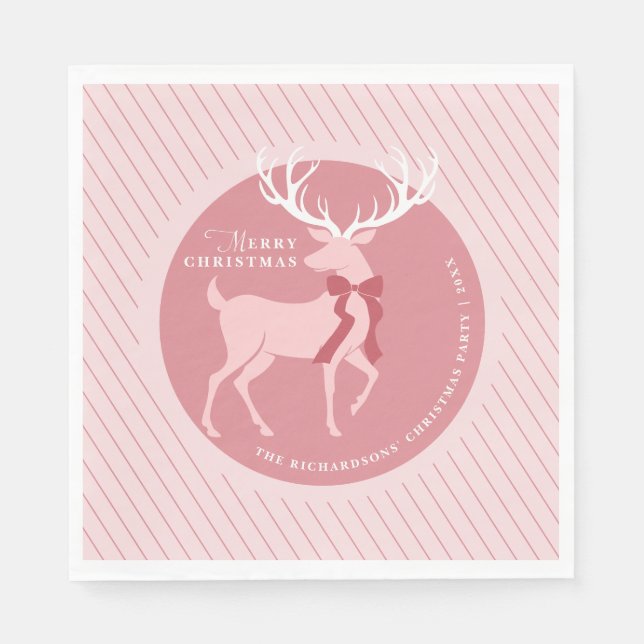 Elegantes Reindeer Personalisiertes Weihnachtsfest Serviette (Vorderseite)