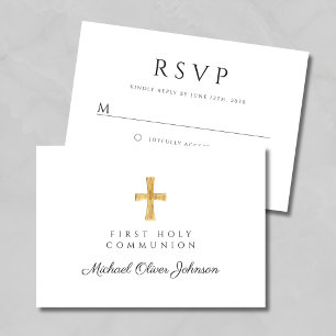 Elegantes religiöses Kreuz erste heilige Kommunion RSVP Karte