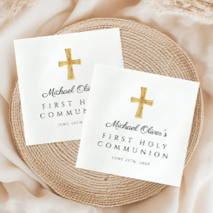 Elegantes religiöses Kreuz Erste heilige Kommunion Serviette