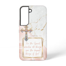 Elegantes religiöses rosa Satin-Gold-Marmor-Kreuz