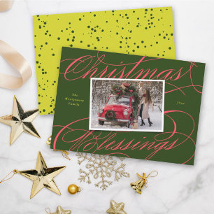 Elegantes Religiöses Weihnachtsgesegnung Skript-Fo Feiertagskarte