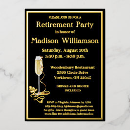 Elegantes Rente Party Black REAL Gold Folieneinladung