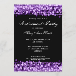 Elegantes Renten Party Lila Glitzern Einladung