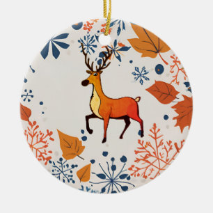 Elegantes Rentier-Herbstlaub-Festtags-Dekor Keramik Ornament