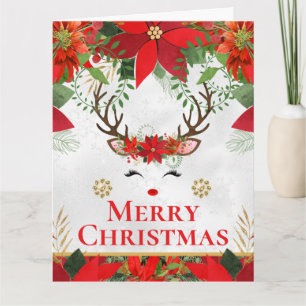 Elegantes Rentier-Weihnachtsstern Frohe Weihnachte Karte