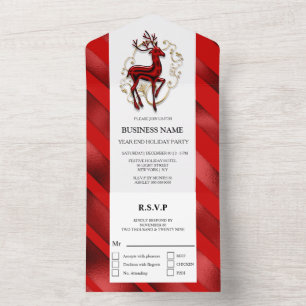 Elegantes Rentierrotes Party All In One Einladung