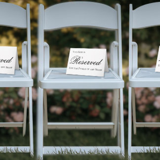 Elegantes reserviertes Sitzschild für die Hochzeit Karte