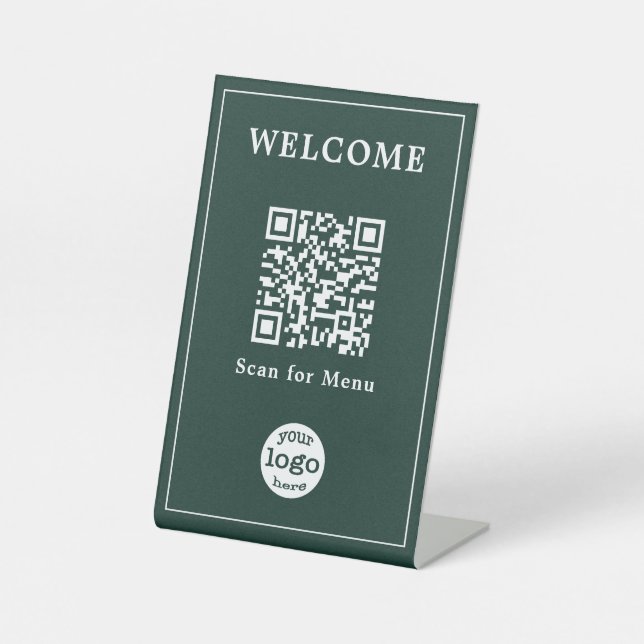 Elegantes Restaurant Cafe Menü QR Code Business-Lo Sockelschild (Vorderseite)
