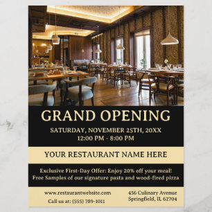 Elegantes Restaurant oder Café Grand Opening Flyer