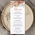 Elegantes Restaurant Terracotta auf dem Lande Menükarte<br><div class="desc">Eine wunderschöne Herbst Herbst Hochzeitskarte. Personalisieren Sie es mit Ihrem Hochzeitsmenü und Namen und Datum. Entworfen für Sie von BlackBerry Boulevard.</div>