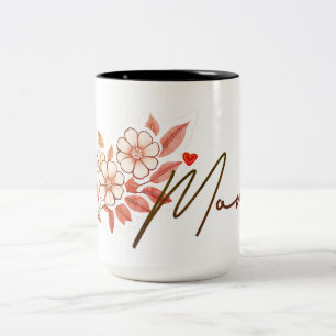 Elegantes Retro-Blumen-Mom-Tasse Geschenk Zweifarbige Tasse