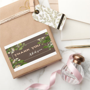 Elegantes Retro-Blumenmuster mit individuellem Nam Rechteckiger Aufkleber