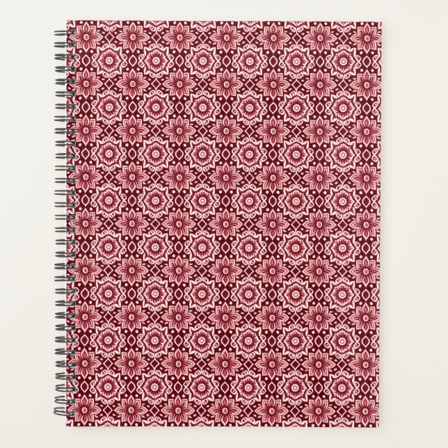Elegantes Retro Boho Blumenmuster Planer (Vorderseite)