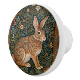 Elegantes Retro-Boho Kaninchenwald mit Blüte Keramikknauf