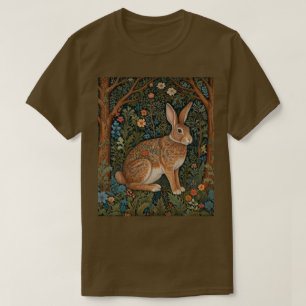 Elegantes Retro-Boho Kaninchenwald mit Blüte T-Shirt