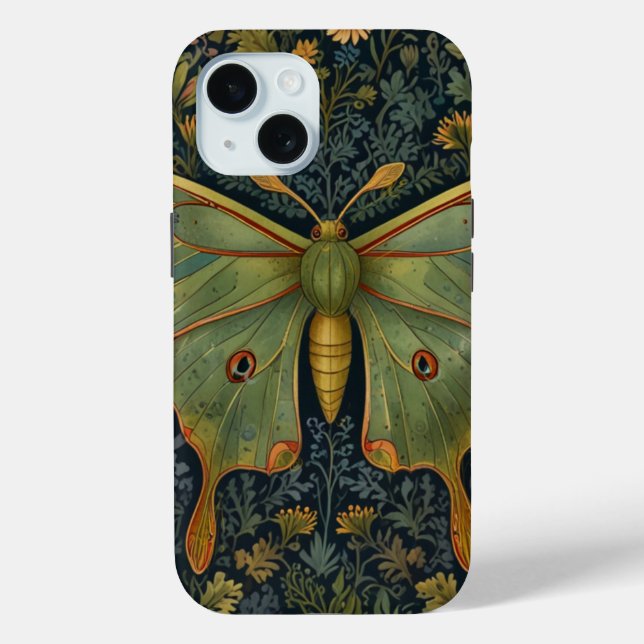 Elegantes Retro boho Luna moth botanisch Case-Mate iPhone Hülle (Rückseite)