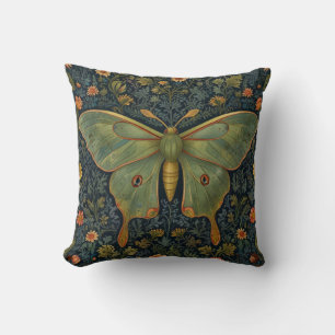 Elegantes Retro boho Luna moth botanisch Kissen