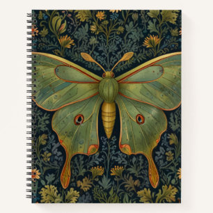 Elegantes Retro boho Luna moth botanisch Notizbuch