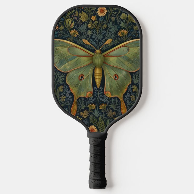 Elegantes Retro boho Luna moth botanisch Pickleball Schläger (Vorderseite)